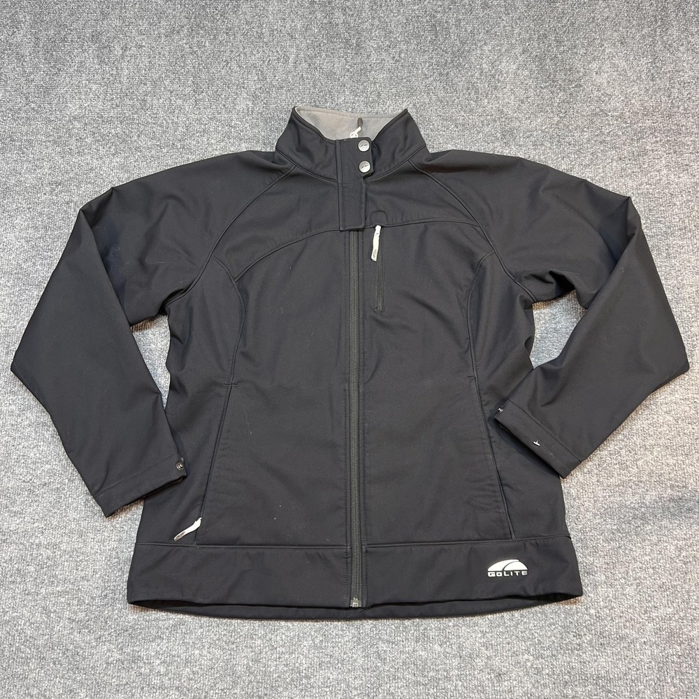 GoLite Jacket Womens Medium Black Trinity Softshell Fleece Lined Full Zip Hiking